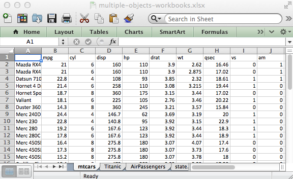 Lire et ?crire un fichier Excel en utilisant le logiciel R, plusieurs tables dans le m?me classeur Excel